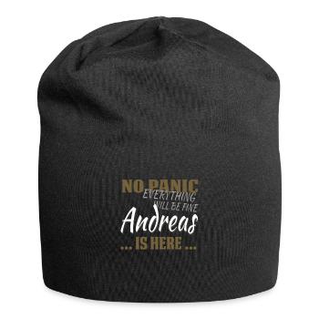 Andreas - Don't panic - funny gift in English - Jersey Beanie - black - Front