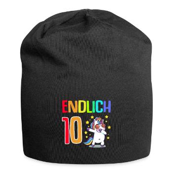 Endlich 10 - Jersey-Beanie - Schwarz - Vorne