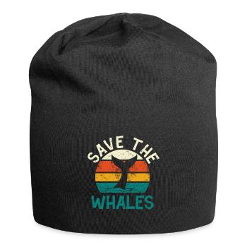 Save the whales - blue whale sperm whale whale - Jersey Beanie - black - Front