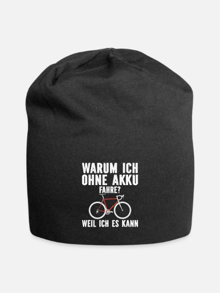 warum ich ohne akku fahre weil ich es kann - Jersey-Beanie - Schwarz