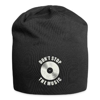 Vintage vinyl record DJ musician saying music - Jersey Beanie - black - Front