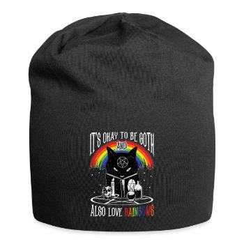 LGBT Goth Rainbows Black Cat Pentagram Pentacle - Jersey Beanie - black - Front