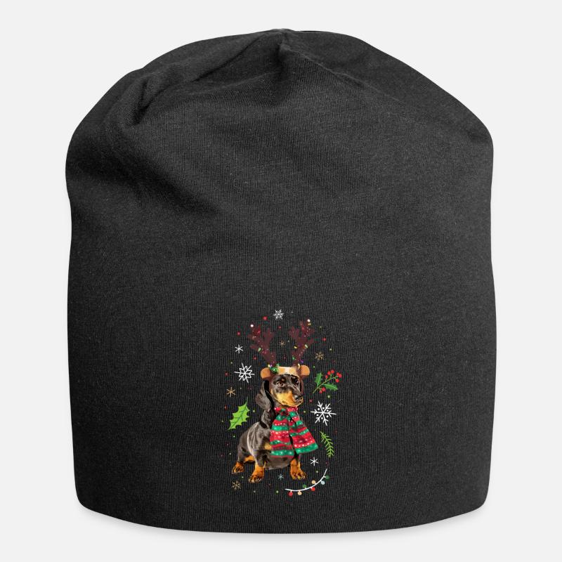 Dackel Weihnachten - Jersey-Beanie - Schwarz
