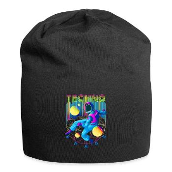 Techno Weltraum - Jersey-Beanie - Schwarz - Vorne