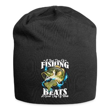 Drôle dictons travail pêcheur cadeau bourreau de travail - Bonnet en jersey - noir - Devant