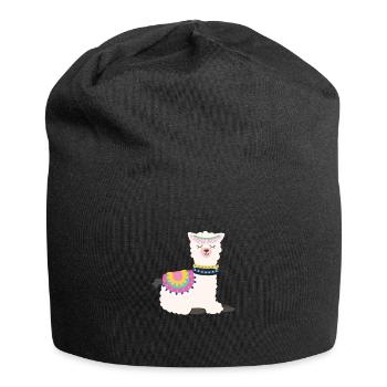 Schlafendes Alpaka - Jersey-Beanie - Schwarz - Vorne