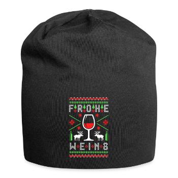 Weihnachten Wein Ugly Christmas Geschenk - Jersey-Beanie - Schwarz - Vorne