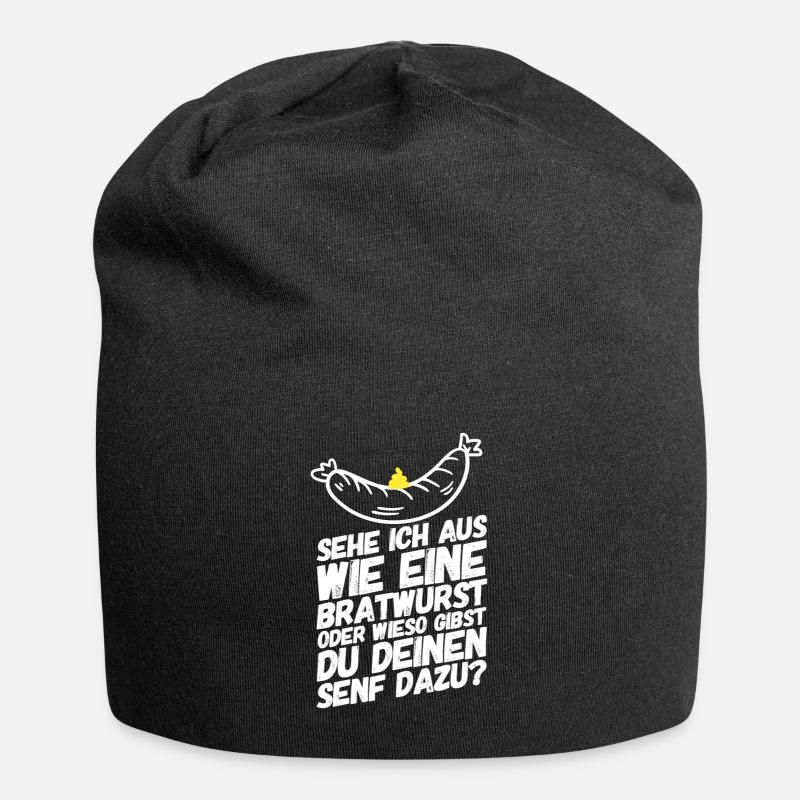 Bratwurst Senf Sprüche - Jersey-Beanie - Schwarz