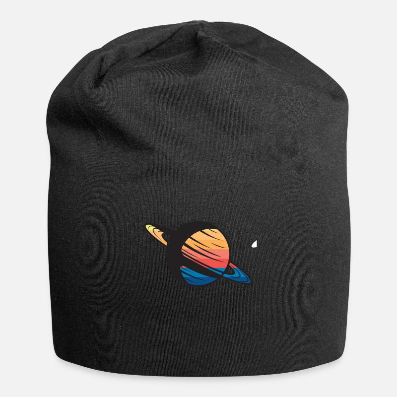 Planet Saturn Weltraum - Jersey-Beanie - Schwarz