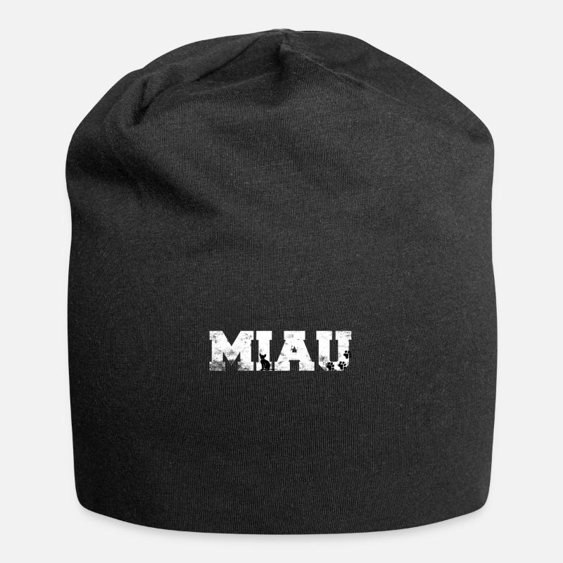 Miau Katze - Jersey-Beanie - Schwarz