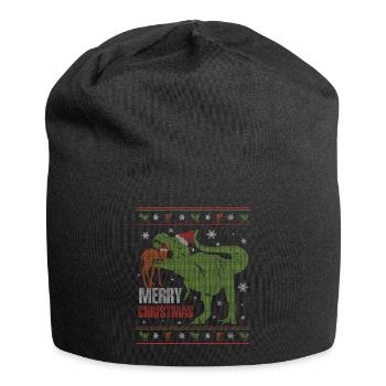 Pull de Noël laid dinosaure affamé - Bonnet en jersey - noir - Devant