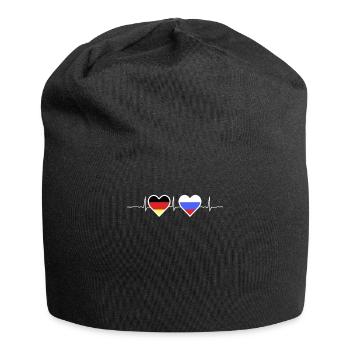 Germany Russia Flags Heartbeat Gift - Jersey Beanie - black - Front
