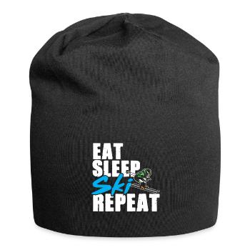 Eat Sleep Ski Repeat Geschenkidee Skifahrer - Jersey-Beanie - Schwarz - Vorne