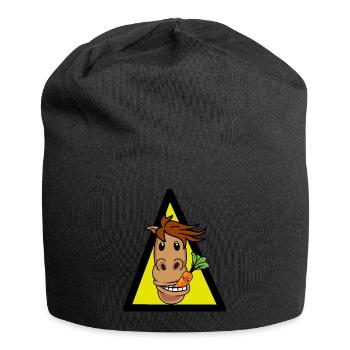 Pferd Pony Pferdenarren Reiter Pferdekopf Gaul - Jersey-Beanie - Schwarz - Vorne