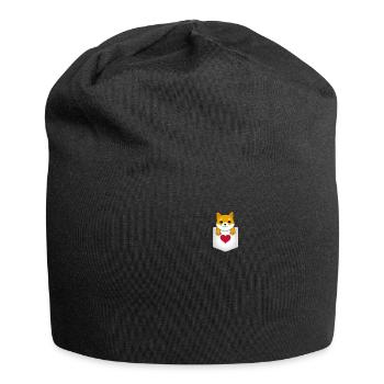 Shiba Inu in fake breast pocket cute dog gift - Jersey Beanie - black - Front