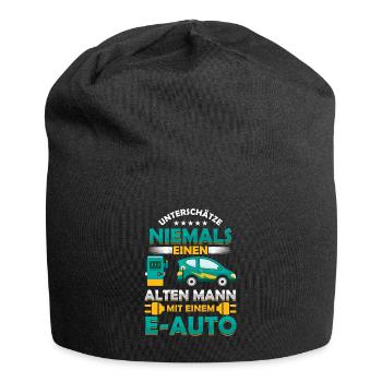Alter Mann E-Auto Elektroautofahrer Rente Geschenk - Jersey-Beanie - Schwarz - Vorne