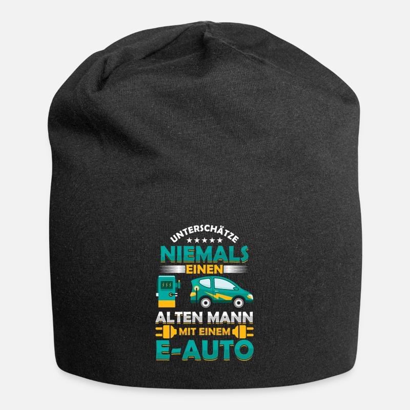 Alter Mann E-Auto Elektroautofahrer Rente Geschenk - Jersey-Beanie - Schwarz