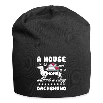 Dackelhaus ohne Dackel - Jersey-Beanie - Schwarz - Vorne