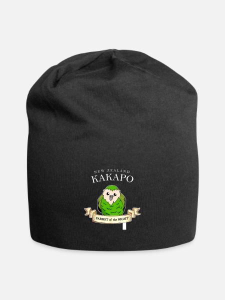 Funny gift for Kakapo parrot New Zealand - Jersey Beanie - black