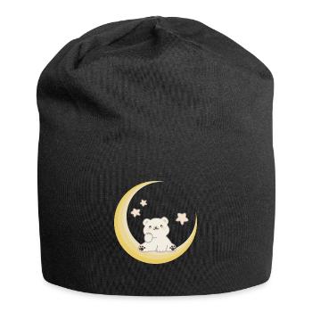 Polar Bear Moon Stars Good night for baby bears - Jersey Beanie - black - Front