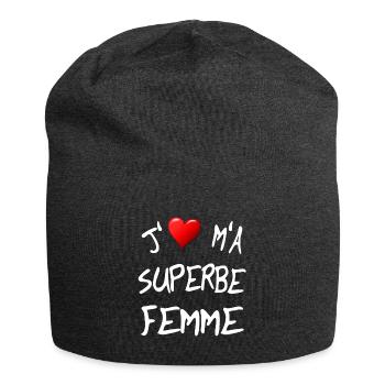 J'aime ma superbe femme - Bonnet en jersey - charbon - Devant