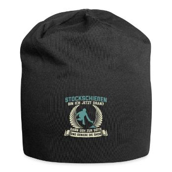 Stockschießen Eisstockschießen Geschenk - Jersey-Beanie - Schwarz - Vorne