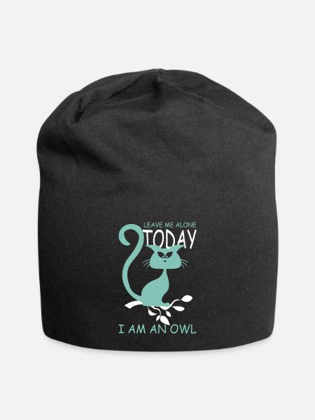 Katze Eule - Jersey-Beanie - Schwarz