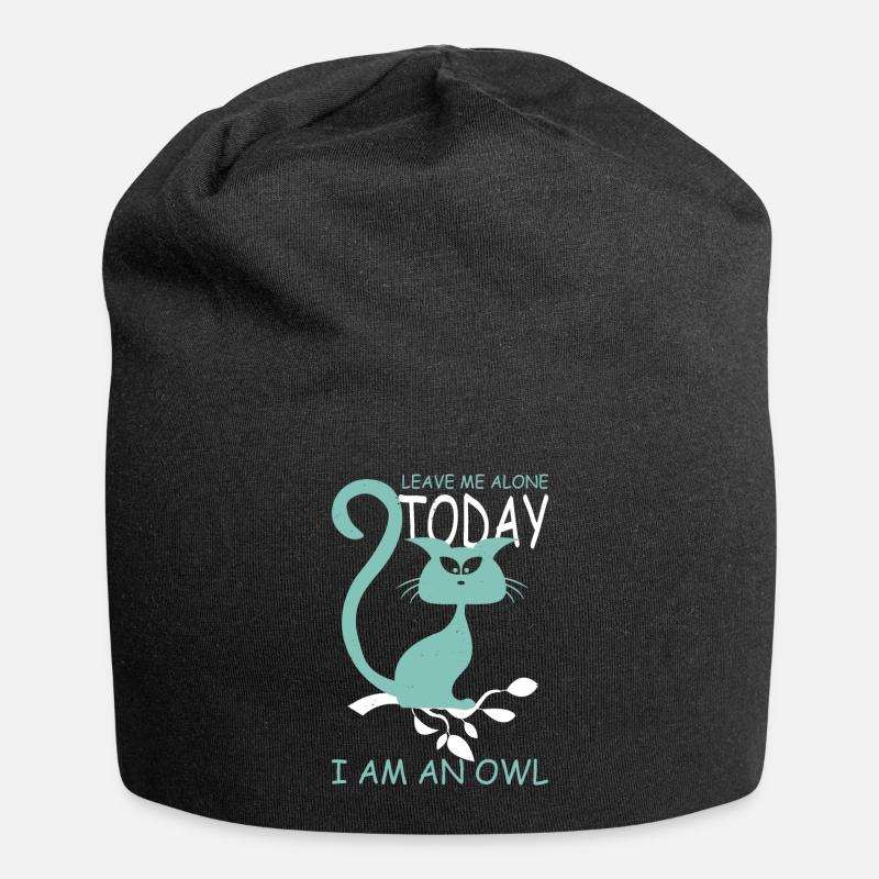 Katze Eule - Jersey-Beanie - Schwarz