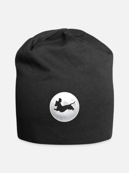 Retro Dackel Dackelhund Hund Silhouette Mond - Jersey-Beanie - Schwarz