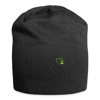Cadeau de doigt du milieu dinosaure coeur dino - Bonnet en jersey - noir - Devant