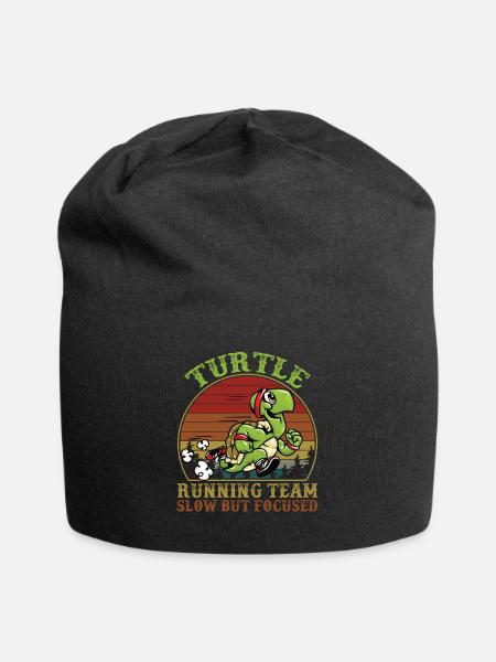 Turtle Running Team Slow But Focused Funny T Shirt - Jersey-Beanie - Schwarz