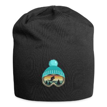 Skiing Skier Apres Ski Funny Gift - Jersey Beanie - black - Front