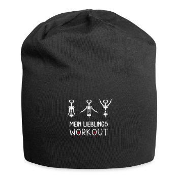 Wein Trinken ist mein Lieblings Workout - Jersey-Beanie - Schwarz - Vorne