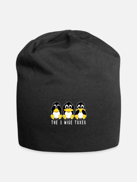 3 pingouins Linux entendent voir parler des informaticiens - Bonnet en jersey - noir