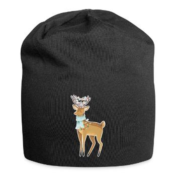Noël cerf cerf cerf brun - Bonnet en jersey - noir - Devant