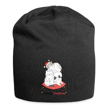 Miau Weihnachten - Jersey-Beanie - Schwarz - Vorne