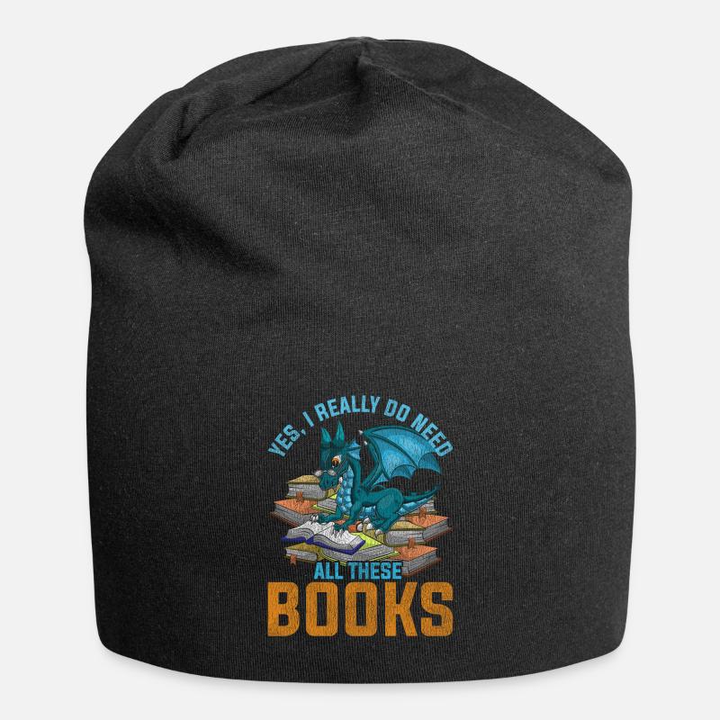 Drachen Buch Fantasy Tier - Jersey-Beanie - Schwarz