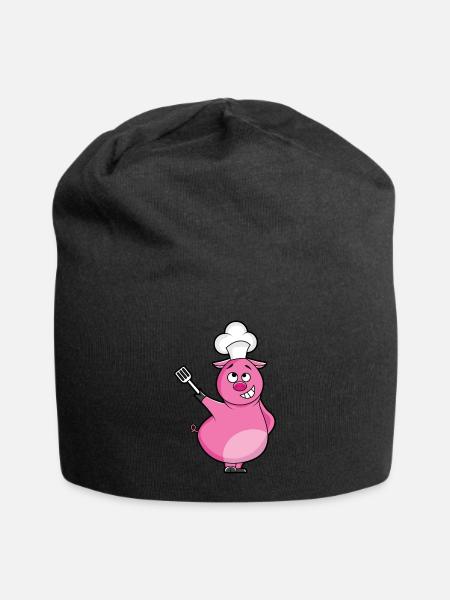 Chef pig a funny gift for chefs - Jersey Beanie - black