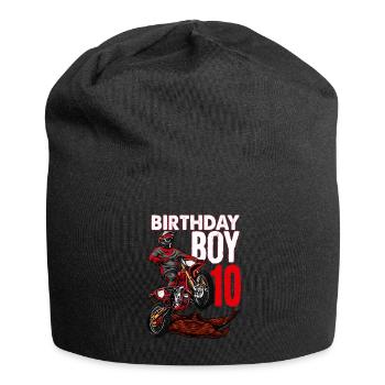 Chemise d'anniversaire motocross sur le thème de la moto 10e - Bonnet en jersey - noir - Devant