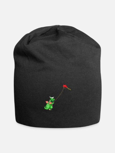 Drache lässt eine Drachen steigen - Jersey-Beanie - Schwarz