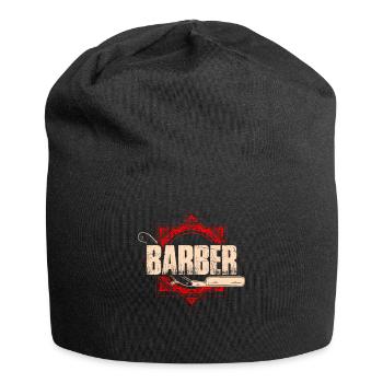 Barber profession beard beard bearer beard care hairdresser - Jersey Beanie - black - Front