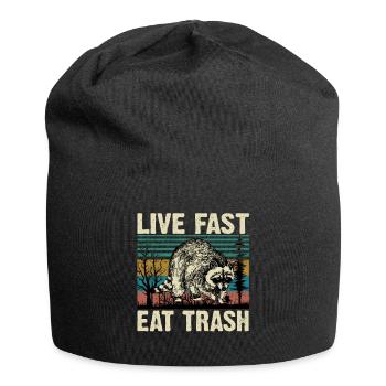 Live Fast Eat Trash Vintage Raccoon Lover T Shirt - Jersey-Beanie - Schwarz - Vorne