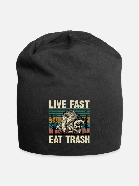 Live Fast Eat Trash Vintage Raccoon Lover T Shirt - Jersey-Beanie - Schwarz