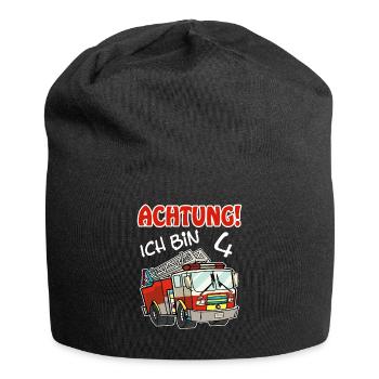 Feuerwehrauto 4. Geburtstag Jungen T-Shirt Ich bin - Jersey-Beanie - Schwarz - Vorne