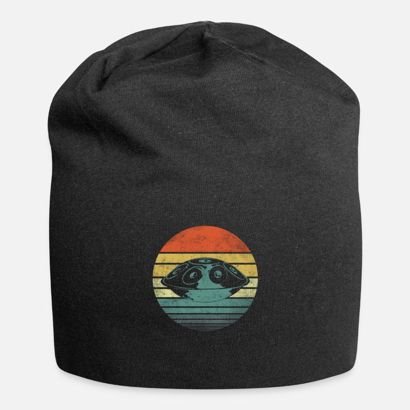Handpan Hang Drum Musik Yoga Relax Sunset Retro - Jersey-Beanie - Schwarz
