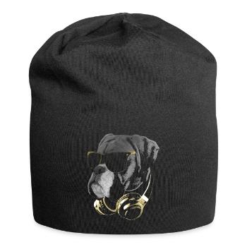 DJ Boxer Dog Bling - Jersey Beanie - black - Front