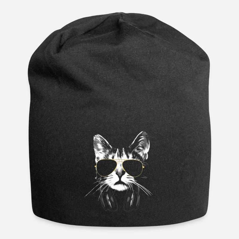 Dj Cat Weiß - Jersey-Beanie - Schwarz