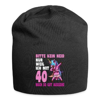 40. Geburtstag 40 Jahre dabbing Einhorn Geschenk - Jersey-Beanie - Schwarz - Vorne