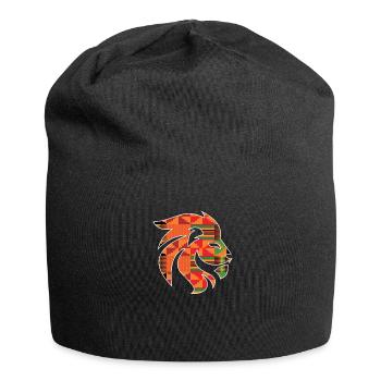 Afrikanischer Löwenkopf mit Ghana Kente Muster, Tier - Jersey-Beanie - Schwarz - Vorne