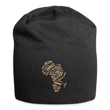 Africa Map Print Spiral Kente Pattern, African - Jersey Beanie - black - Front